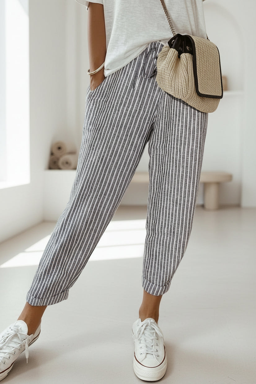 Women’s Relaxed Fit Jogger Pants with Drawstring Waist and Cuffed Ankles