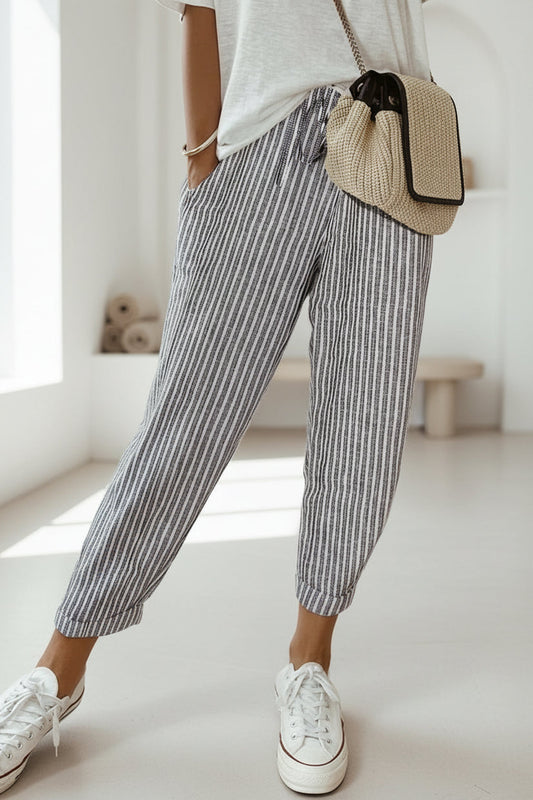 Women’s Relaxed Fit Jogger Pants with Drawstring Waist and Cuffed Ankles