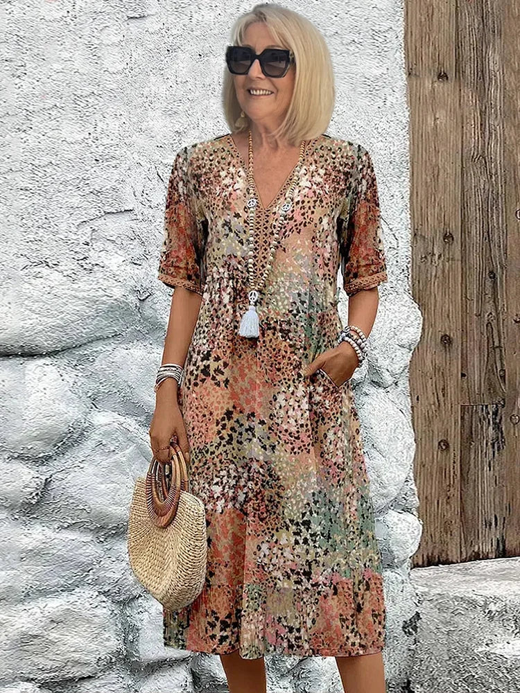 Colorful Linen Blend Summer Dress for Women