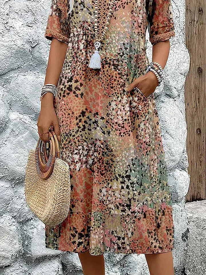 Colorful Linen Blend Summer Dress for Women