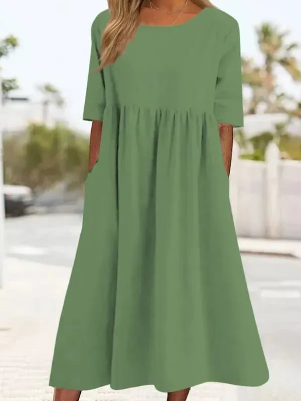Elegant Lightweight Button Pocket Dress for Women