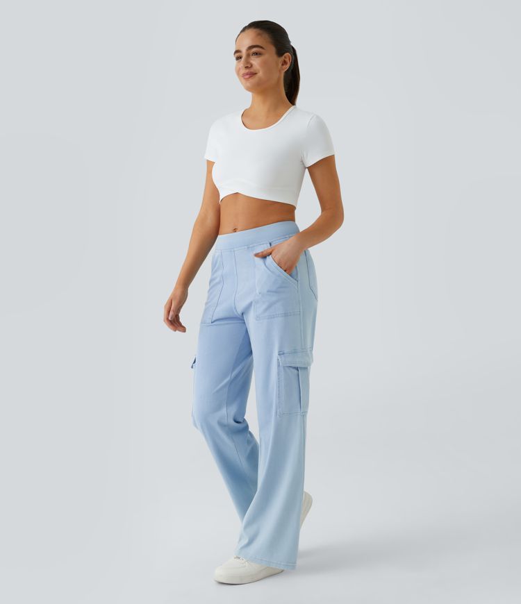 Women’s Stretch Cargo Pants with Straight Leg and Utility Pockets