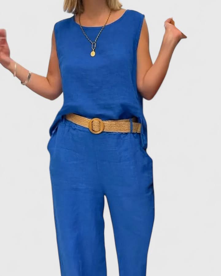Women's Sleeveless Two Piece Set Wide Leg Pants Casual Elegant Outfit