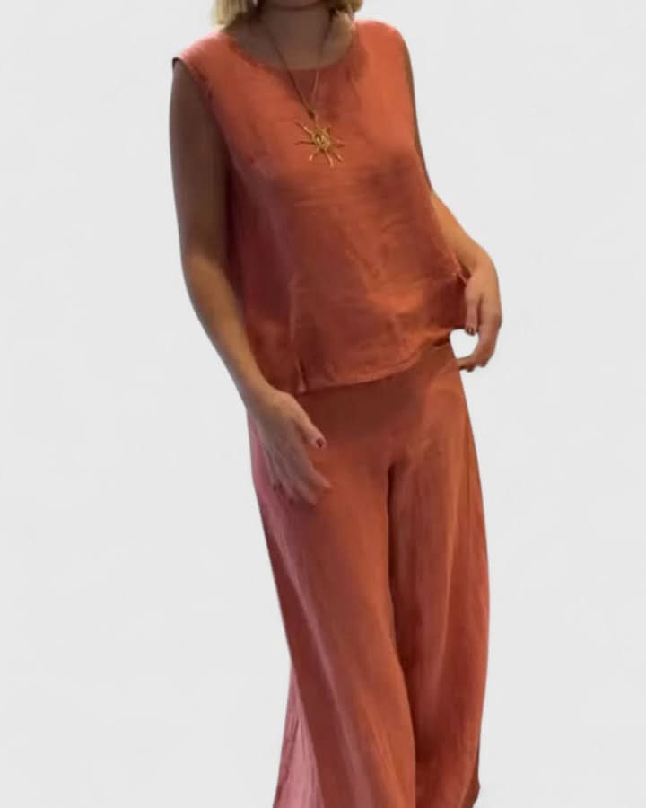 Women's Sleeveless Two Piece Set Wide Leg Pants Casual Elegant Outfit