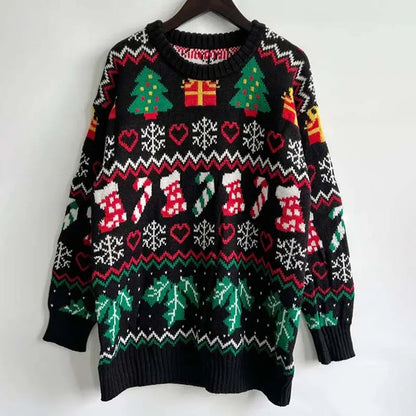 Ugly Christmas Pullover mit Strumpfmuster für Damen