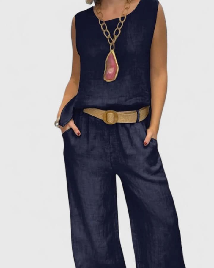 Women's Sleeveless Two Piece Set Wide Leg Pants Casual Elegant Outfit