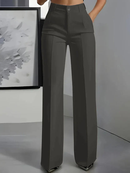 Women's High Waist Wide Leg Pants with Stretch Fit