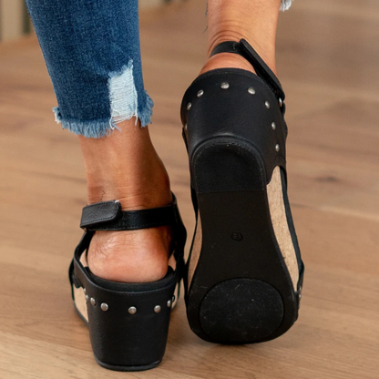 Women's Suede Wedge Sandals with Adjustable Straps and Cushioned Insole
