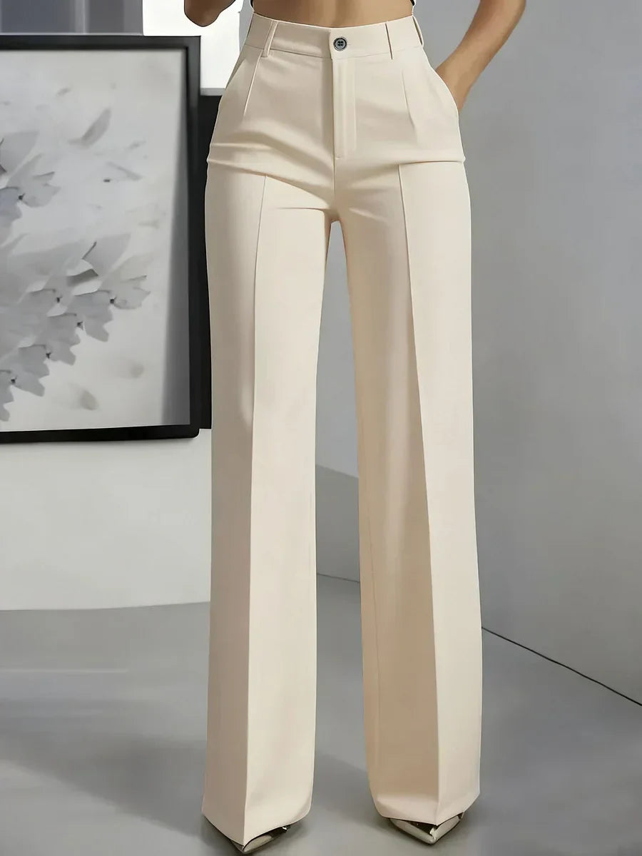 Women's High Waist Wide Leg Pants with Stretch Fit