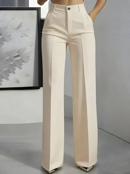 Women's High Waist Wide Leg Pants with Stretch Fit