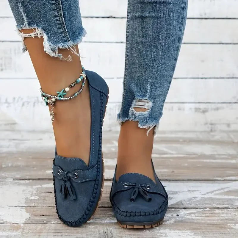 Women’s Orthopedic Moccasin Loafers with Bow Detail and Cushioned Sole