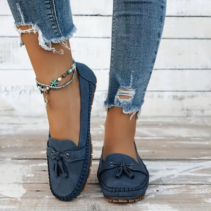 Women’s Orthopedic Moccasin Loafers with Bow Detail and Cushioned Sole