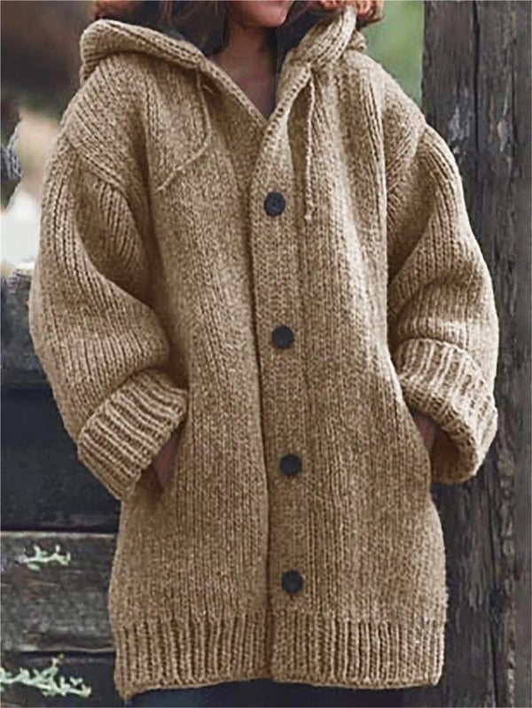 Übergroße Strickjacke mit Kapuze für Winter Damen