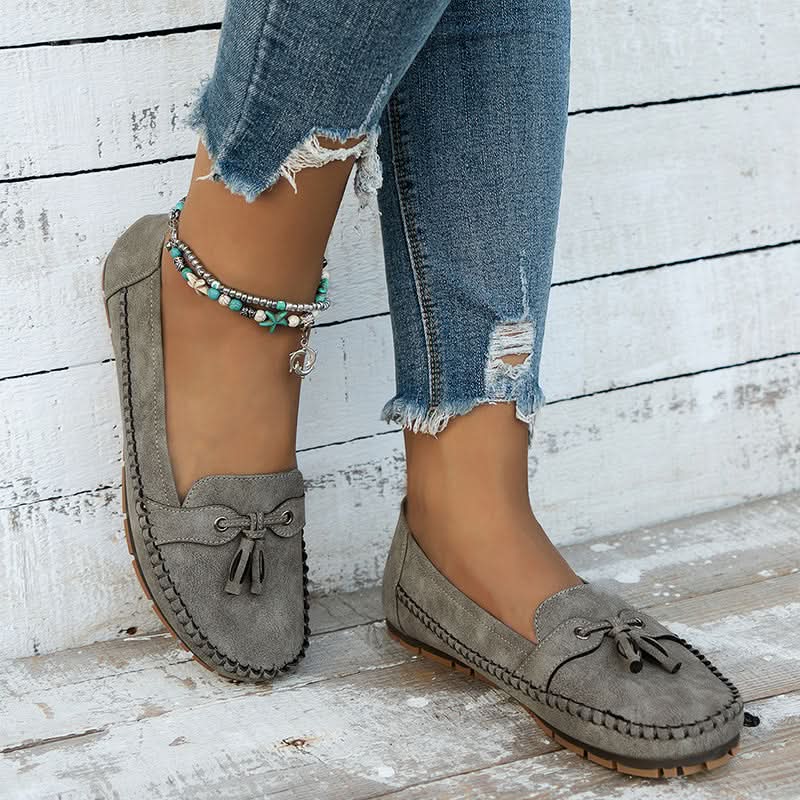 Women’s Orthopedic Moccasin Loafers with Bow Detail and Cushioned Sole