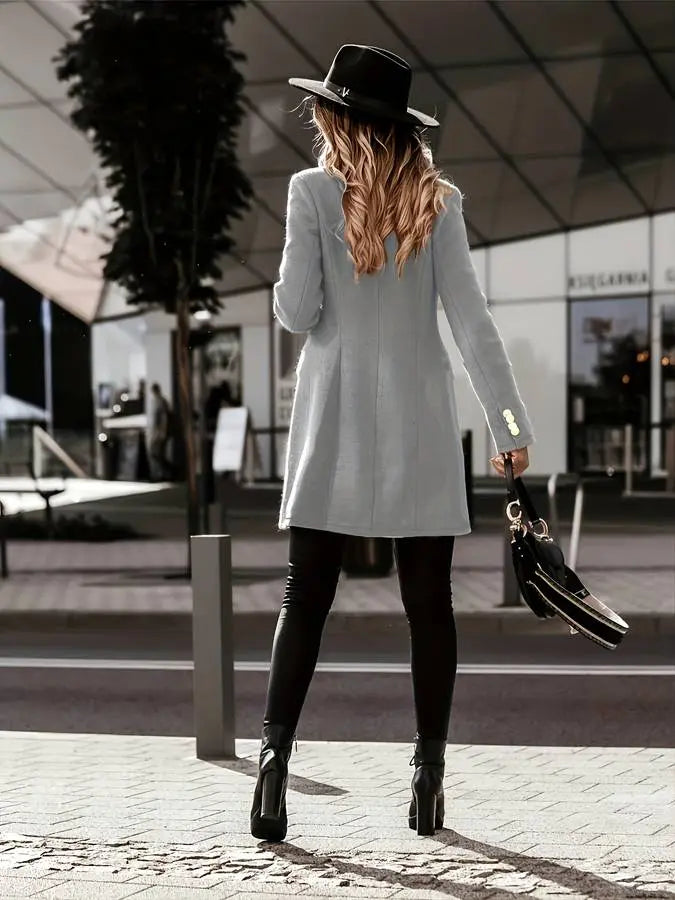 Stilvoller Zweireihiger Formeller Mantel Für Damen