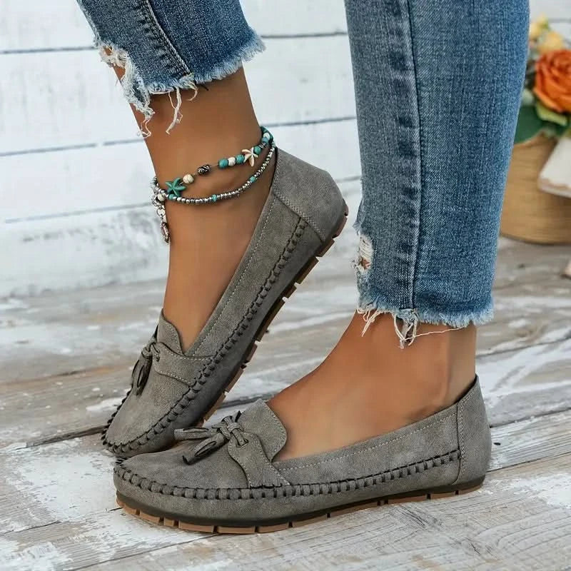 Women’s Orthopedic Moccasin Loafers with Bow Detail and Cushioned Sole