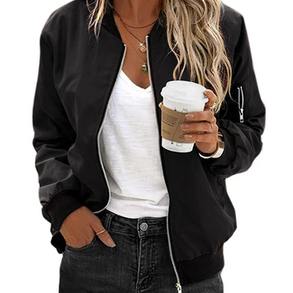 Women's Classic Bomber Jacket – Stylish Zip-Up Design