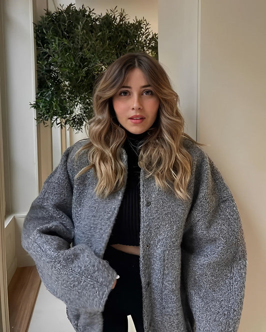 Lässige Locker Geschnittene Teddyjacke Damen