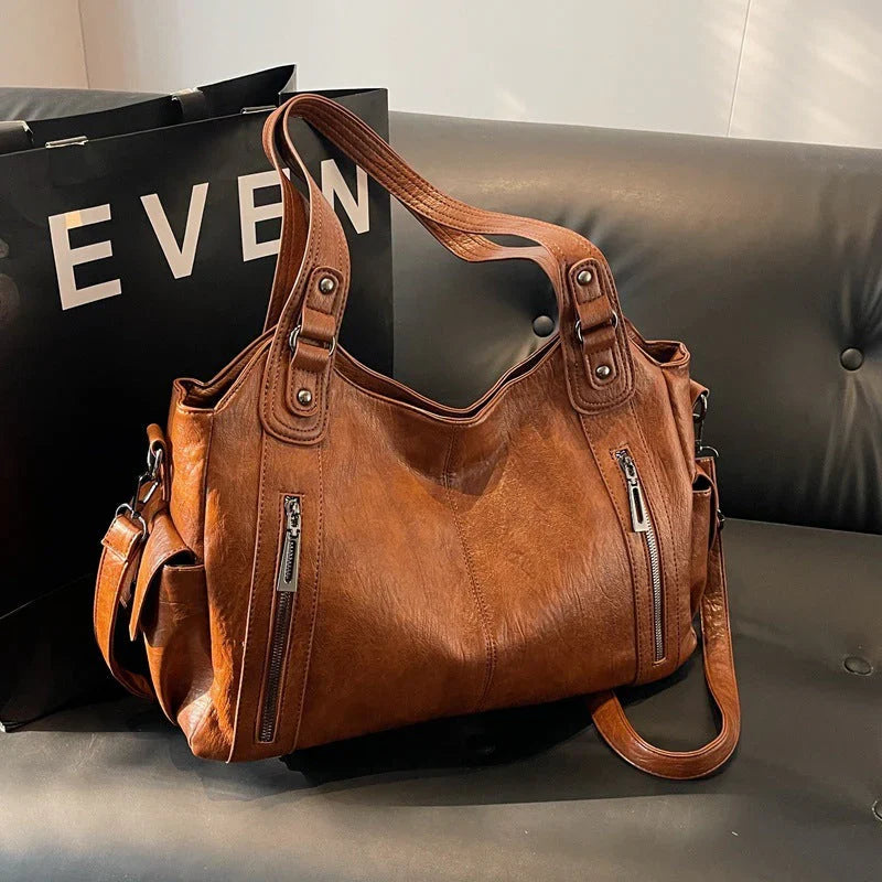 Classic Structured Leather Tote Bag for Women