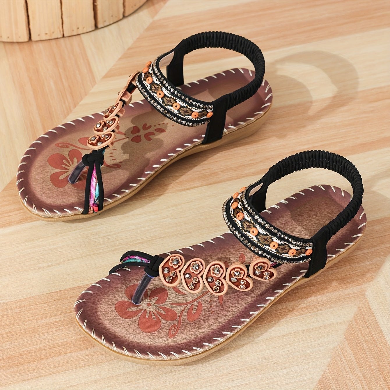 Women’s Orthopedic Toe Loop Sandals with Cushioned Sole and Adjustable Strap