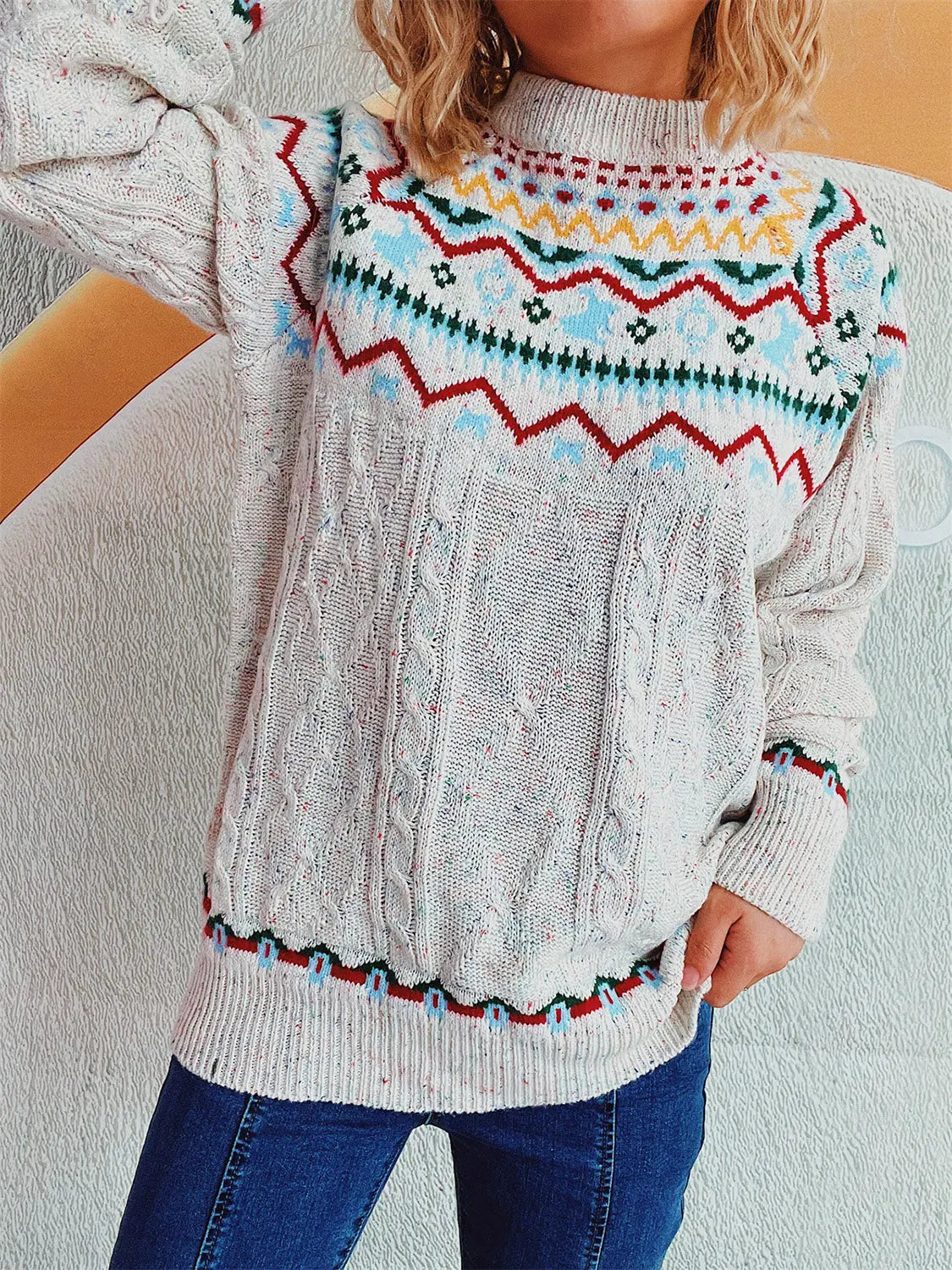 Festlicher Strickpullover im Fair Isle Muster für Damen