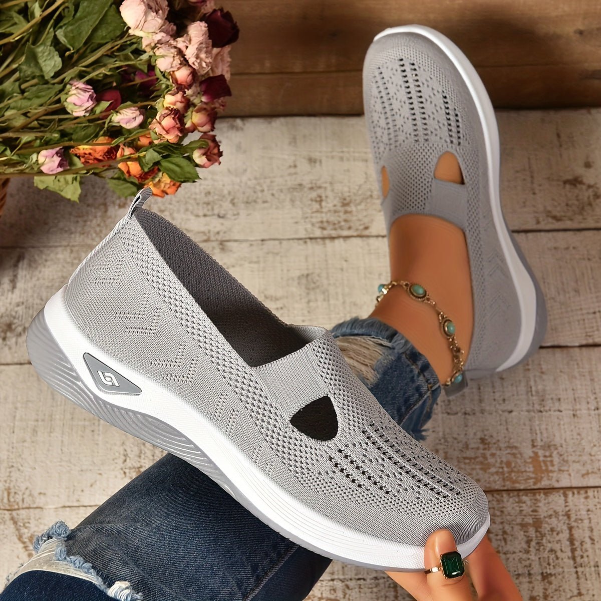 Women’s Orthopedic Slip-On Shoes with Breathable Mesh and Cushioned Sole