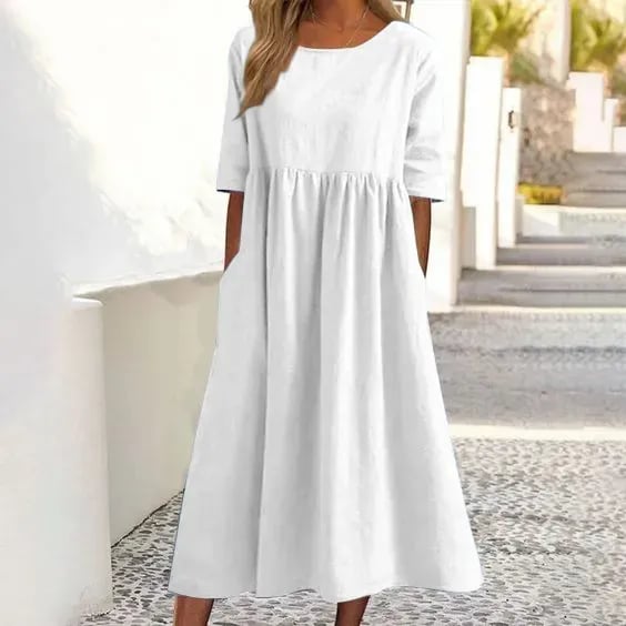 Elegant Lightweight Button Pocket Dress for Women