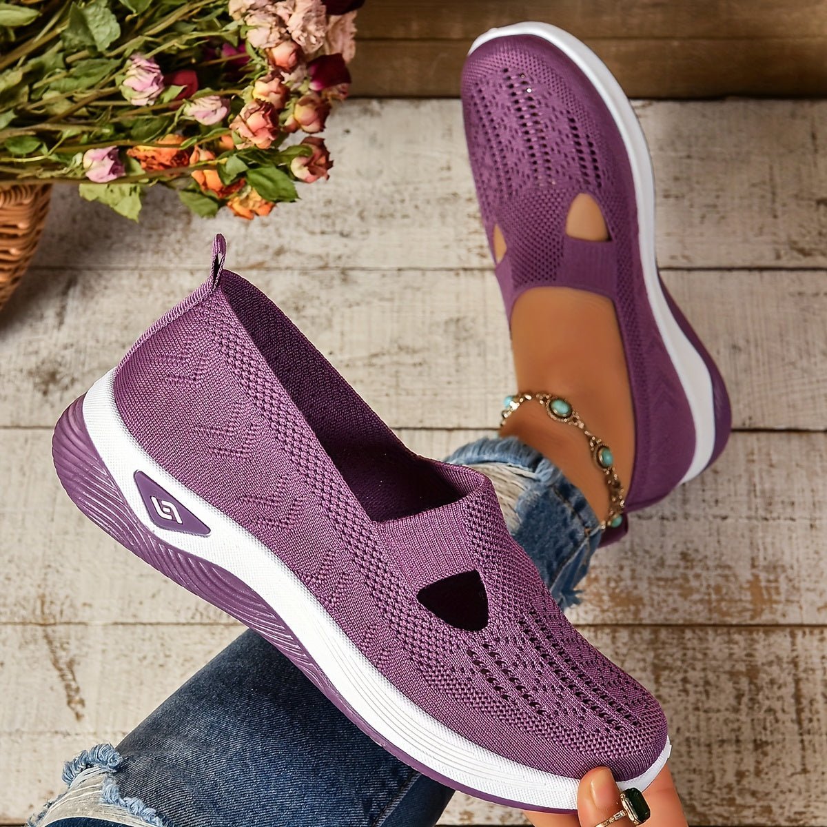 Women’s Orthopedic Slip-On Shoes with Breathable Mesh and Cushioned Sole