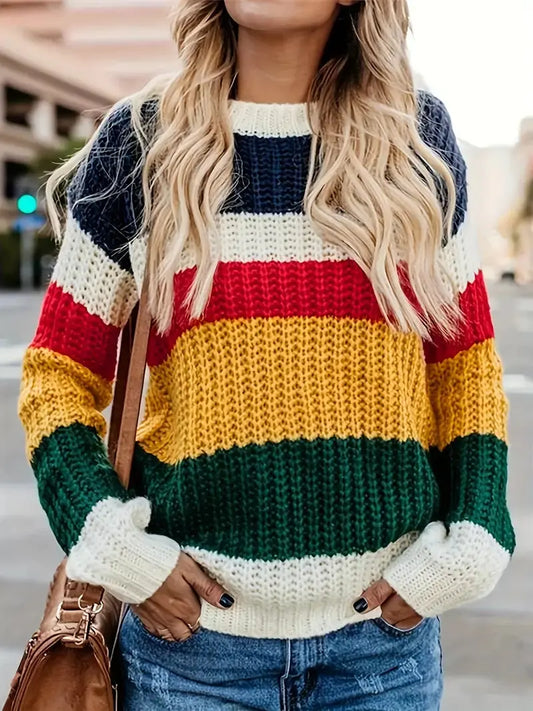 Gestreifter Strickpullover für Gemütliche Wintertage Damen