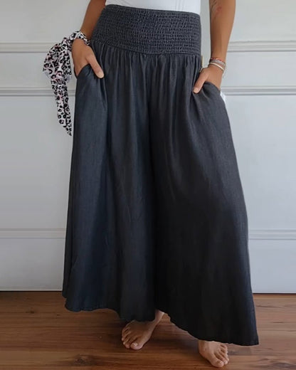 Women’s High Waist Wide Leg Pants with Stretch Fabric