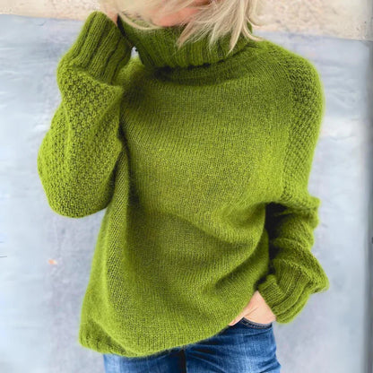 Cozy Oversized Turtleneck Knit Sweater for Women