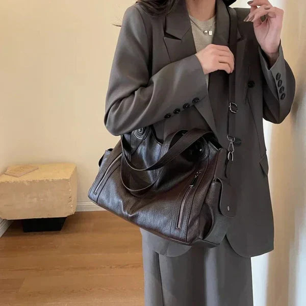 Classic Structured Leather Tote Bag for Women