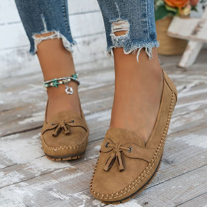 Women’s Orthopedic Moccasin Loafers with Bow Detail and Cushioned Sole