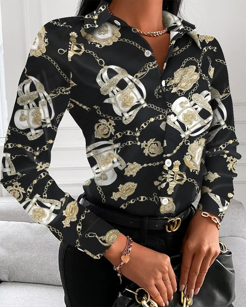 Retro-Inspired Blouse with Classic Elegance for Women