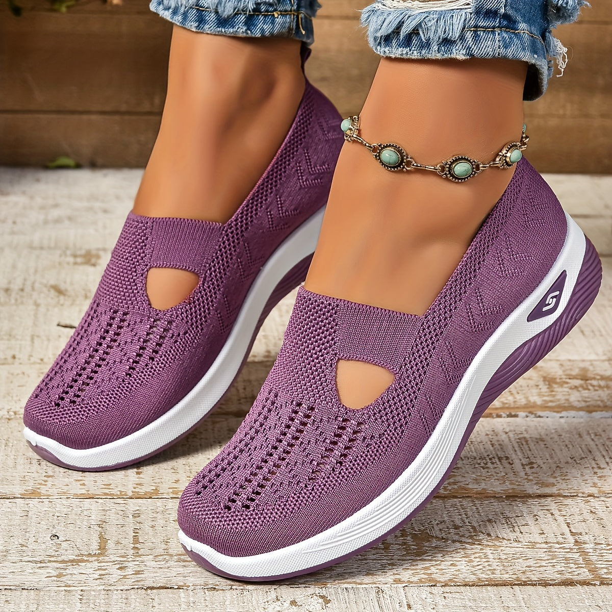 Women’s Orthopedic Slip On Shoes with Non Slip Sole and Breathable Knit