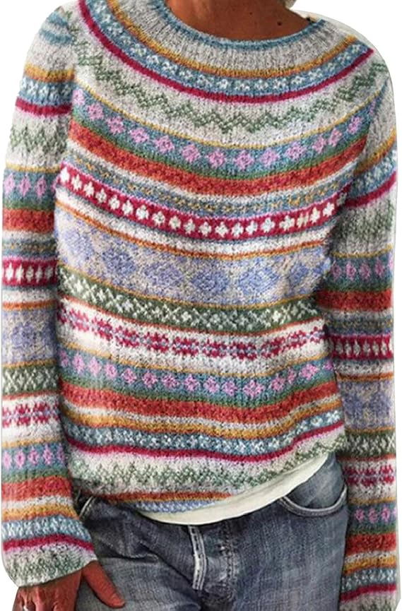 Klassischer Strickpullover Mit Muster Für Damen