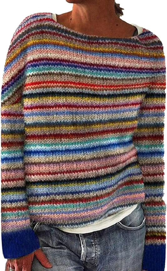 Chicer Streifenstrickpullover für Damen