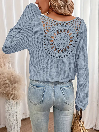 Elegant Waffle Knit V-Neck Top for Women