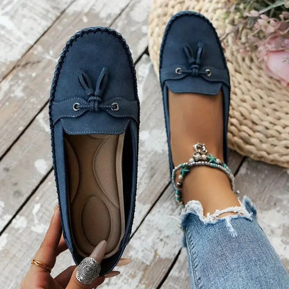 Women’s Orthopedic Moccasin Loafers with Bow Detail and Cushioned Sole
