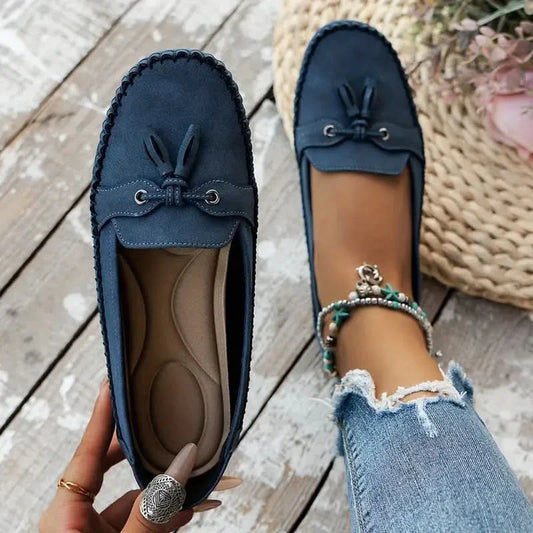 Women’s Orthopedic Moccasin Loafers with Bow Detail and Cushioned Sole