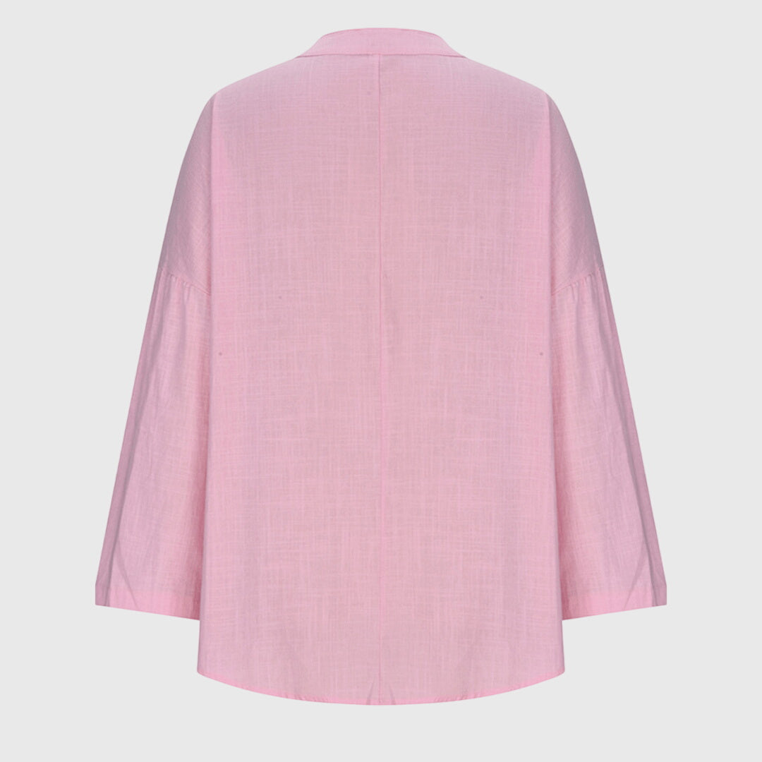 Relaxed Split-Neck Long Sleeve Top