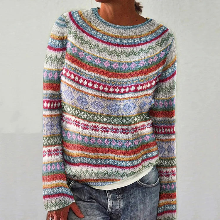 Klassischer Strickpullover Mit Muster Für Damen