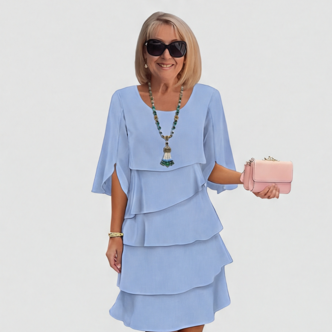 Layered Ruffle Dress With Flattering Flowing Fit for Women