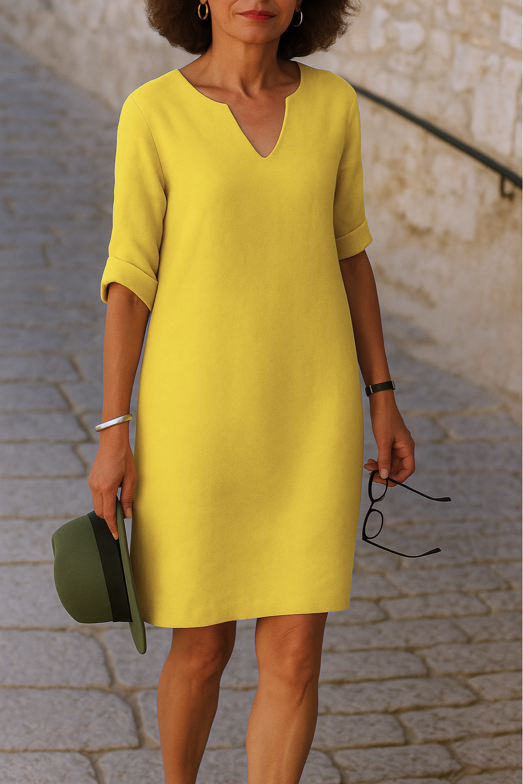 Graceful Lightweight V-Neck Midi Dress for Women