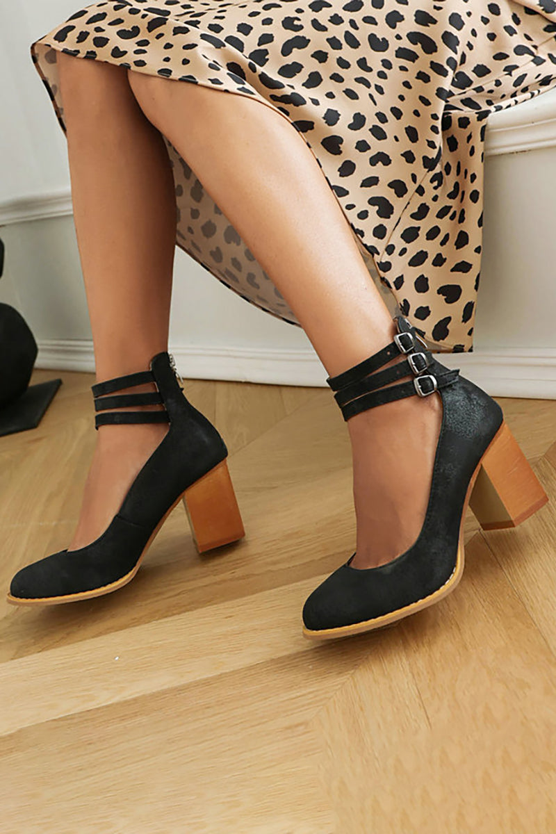 Women’s Block Heel Sandals with Ankle Strap and Minimal Design