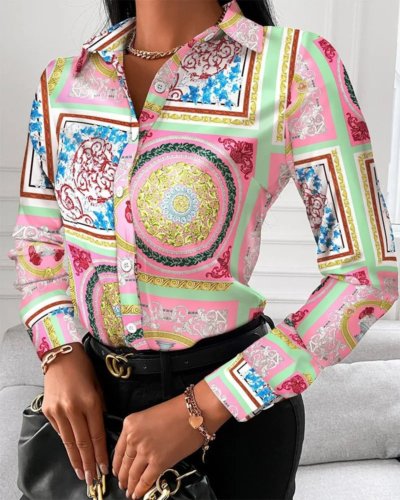Retro-Inspired Blouse with Classic Elegance for Women