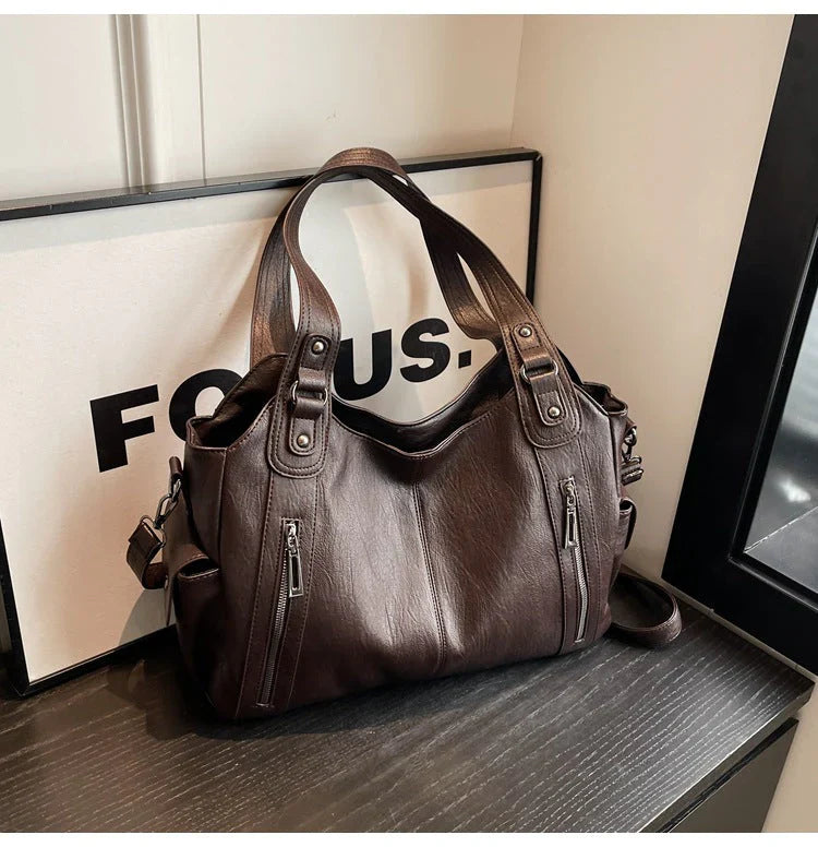 Classic Structured Leather Tote Bag for Women