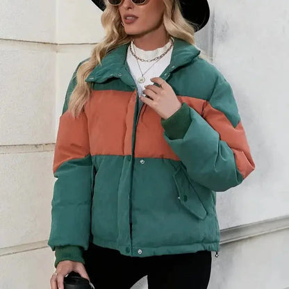 Übergroße Colorblock Jacke Moderner Streetwear Stil Damen