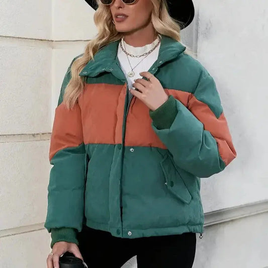 Übergroße Colorblock Jacke Moderner Streetwear Stil Damen
