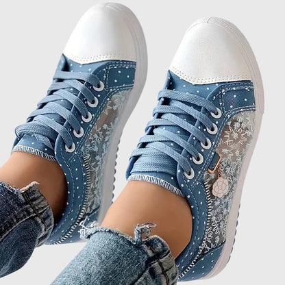 Women’s Orthopedic Lace-Up Sneakers with Arch Support and Cushioned Sole